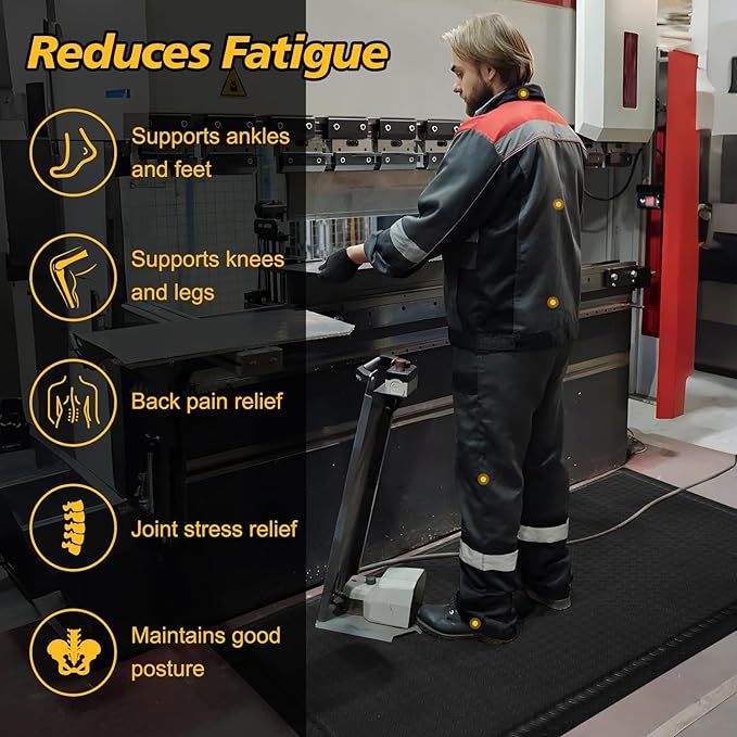 Anti Fatigue Mats Industrial 3' x 5' 15/16" Thick Ergonomic Standing Mat Commercial Kitchen Mat Heavy Duty Diamond Plate Cushioned Shop Floor Mats Helps Relieve Back and Leg Soreness