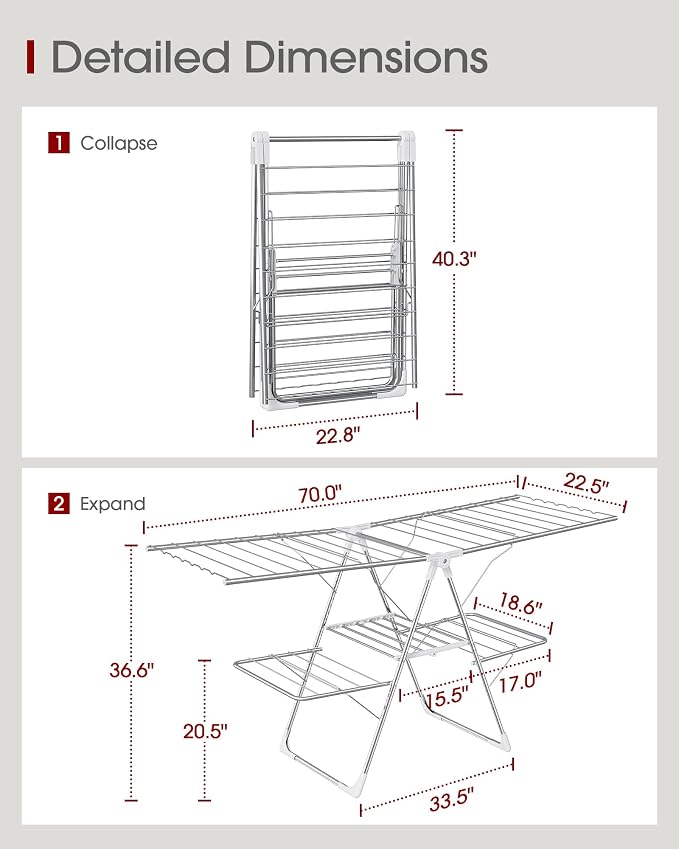 Sakugi Clothes Drying Rack, Foldable 2-Level - Image 2