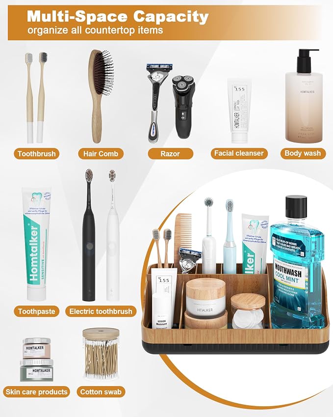 Bathroom Counter Organizer and Storage, 7 Slots Detachable Toothbrush Holders - Image 4