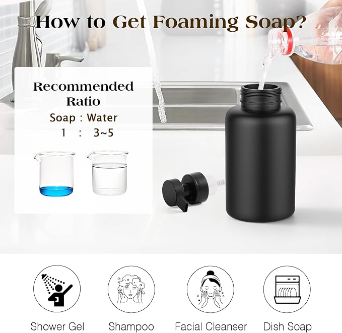 Luxspire Foaming Soap Dispenser 15oz Hand Soap Bottle, 2 Pack | Anti-drip pump - Image 6