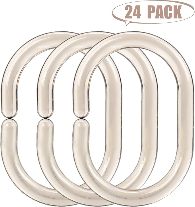 24 pcs Shower Curtain Rings Plastic Shower Curtain Hooks C-Shaped Rings Hook - Image 4
