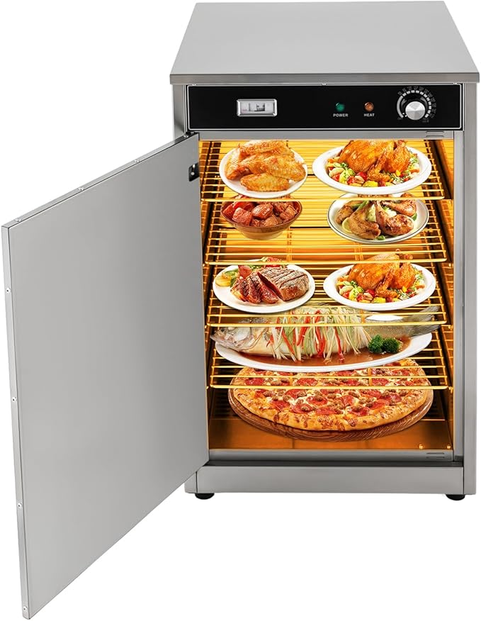 Electric Food Warmer Cabinet, 5 Layer Commercial Hot Box Holding Cabinets with Temperature Display Meter 360° Heating and Anti Slip Feet Powerful Function Countertop Heated Holding Cabinet for Canteen