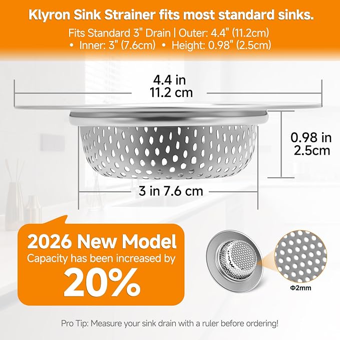 3-Pack Stainless Steel Kitchen Sink Strainer – 2026 Deep Basket Drain Filter - Image 2