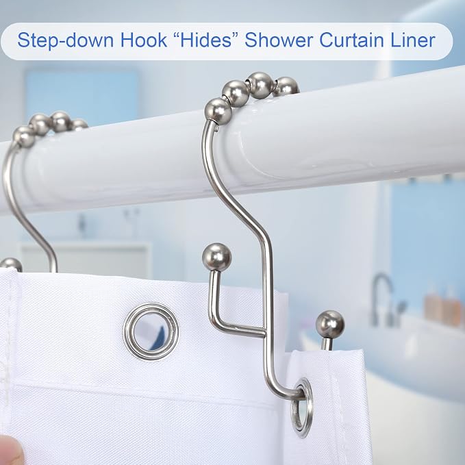 Shower Curtain Rings, SUTINE Double Shower Curtain Hooks, Rust-Resistant - Image 3