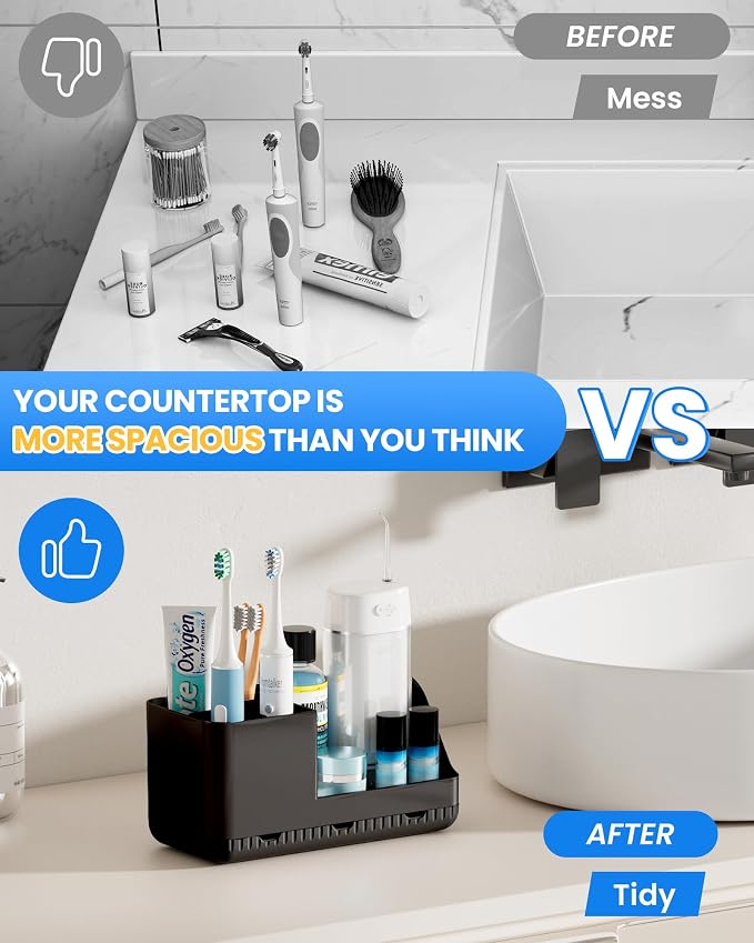 Toothbrush Holder Bathroom Counter Organizer & Storage Detachable | Anti-Slip - Image 5