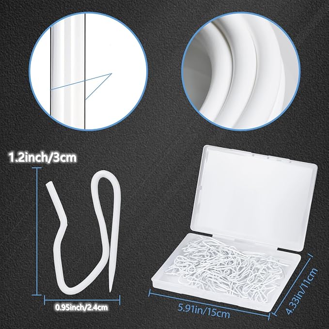 Curtain Hooks 100 pcs 1.2 inch Metal Drapery Pin Hooks - Image 2