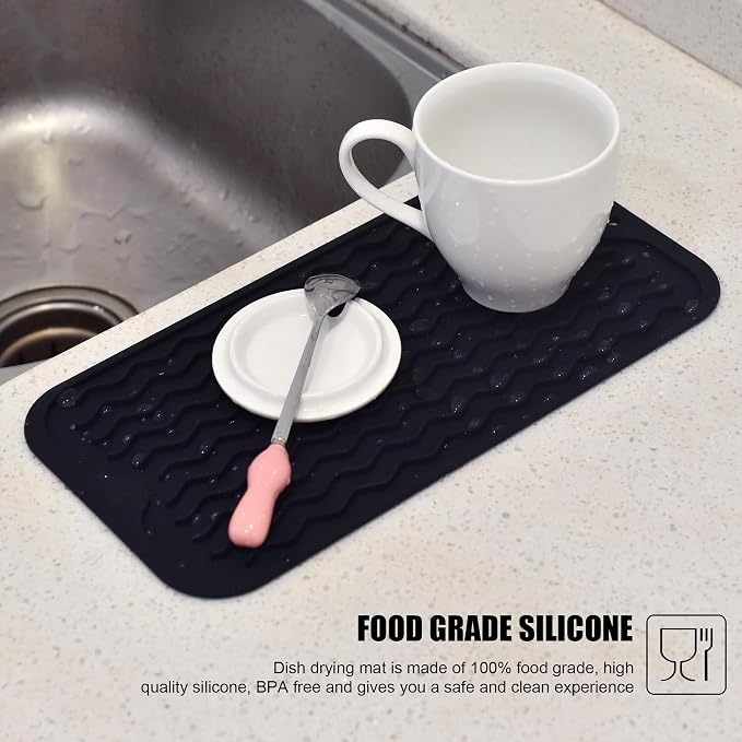 Silicone Dish Drying Mat, Non-Slip Easy Clean Sink Mat, Large Heat-resistant - Image 6