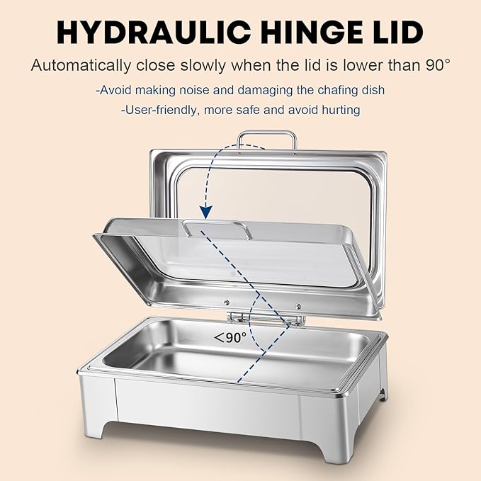 Electric Chafing Dish Buffet Server Set, Stainless Steel Full Size & Half-Size &Three-Section Food Pan with Temp Control, Roll Top Stainless Steel Food Warmers for Catering Buffet (A-01)