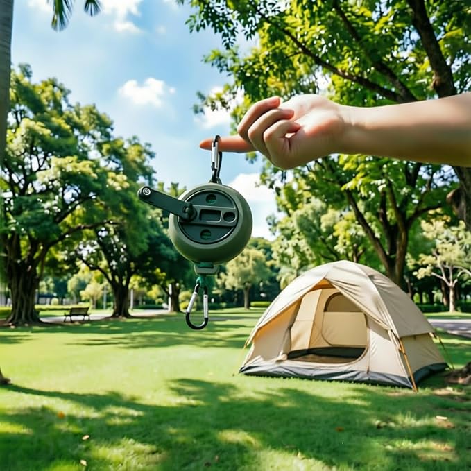 32 FT Portable Travel Clothesline, Retractable Camping Clothesline - Image 2