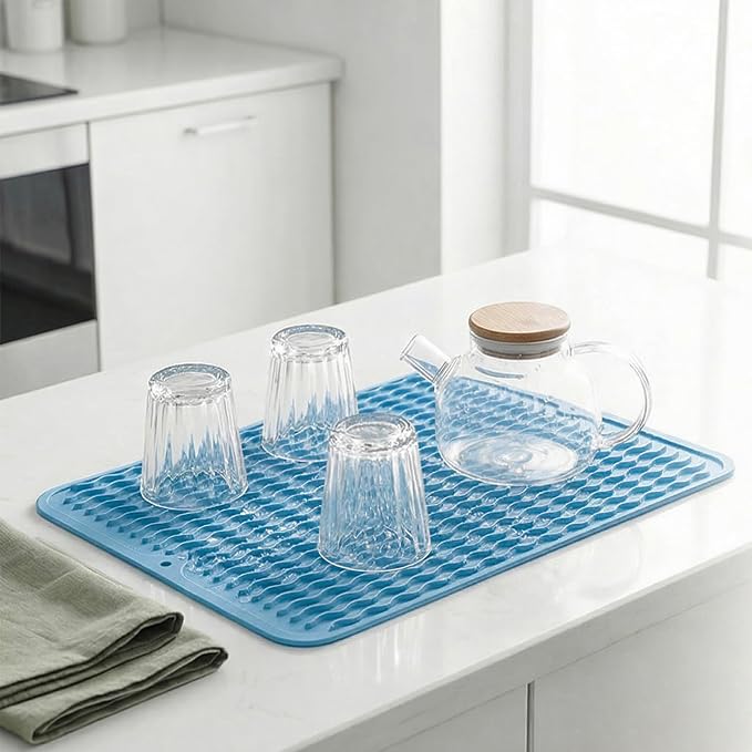 MicoYang Silicone Dish Drying Mat — Quick-Dry Ridges Counter & Sink Pad - Image 6