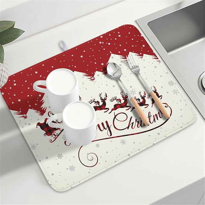 Christmas Moose Dish Drying Mat 18x24 - Image 8