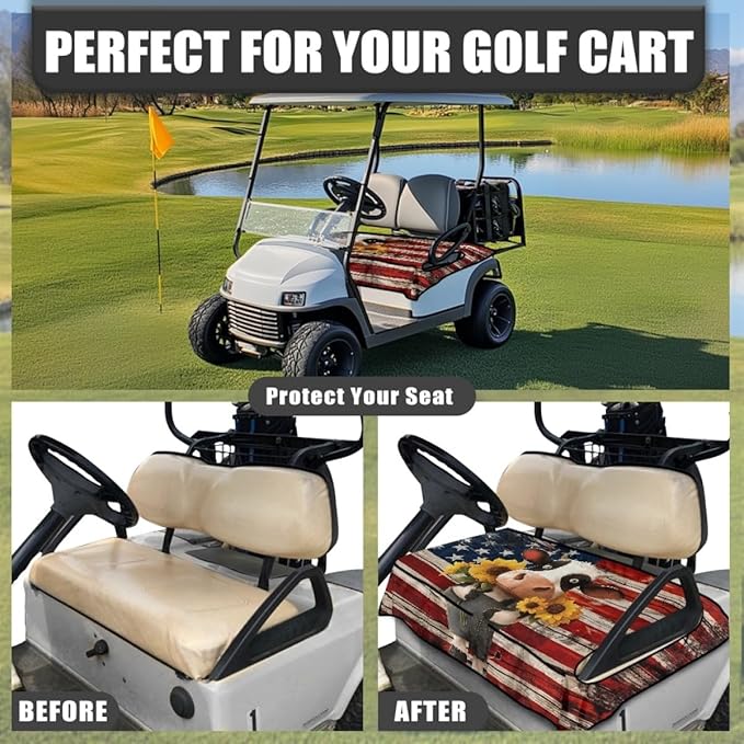 Golf Cart Seat Cover Cushion Featuring Sweat Absorbing Microfiber and Waterproof Layer, Designed for Daily Outdoor Use on Golf and Utility Carts