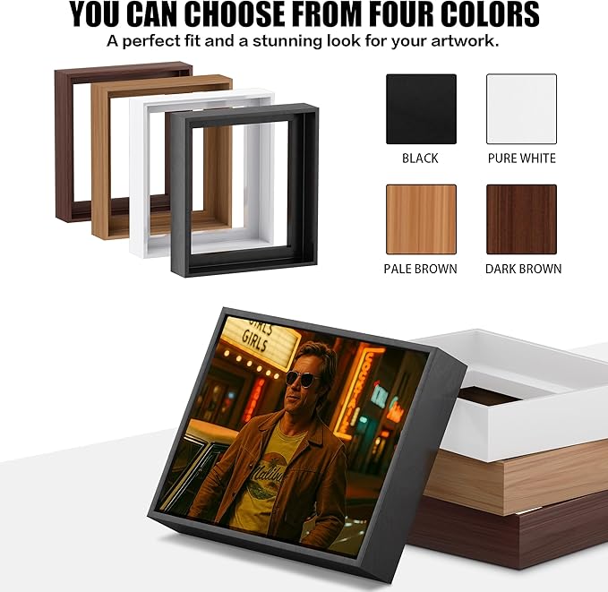 ART Canvas Floater Frame Fits 1”–1.25”Deep Gallery-Wrapped Canvas, Wood-Look Floater Frames for Finished Stretched Canvas Prints, Wall Oil Paintings Artwork for Home Bedroom (White, 20" x 28")