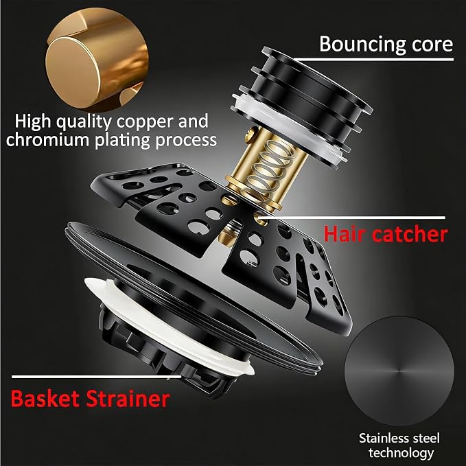 AzWzz Bathtub Drain Stopper, Pop Up Tub Stopper Plug - Image 6