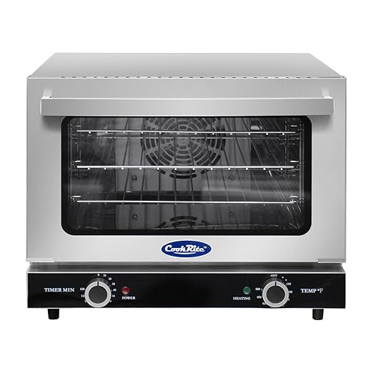 Atosa CookRite CTCO-25 Countertop Electric Convection Oven for Hotel Diner Baking | 15"H x 18 3/4"W x 19 3/4"D | Stainless Steel, Manual Control, 120V, 1440W | (Includes: Water Line Connection Kit)
