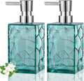 Clear Acrylic Pump Bottle Refillable Lotion Soap Dispenser 10oz 2 Pack Teal | by JiatuA
