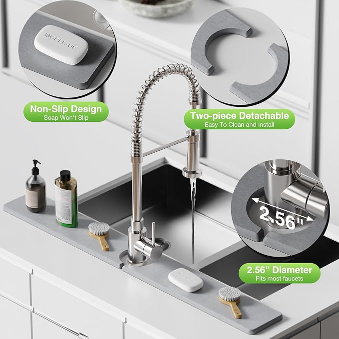 Premium Stone Faucet Mat for Kitchen Sink, Sink Splash Guard Tray for Prevents - Image 5