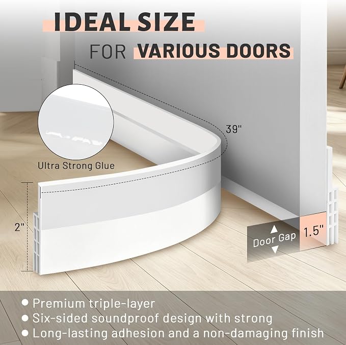 Pterying 6 Pack Door Draft Stopper, Garage Window Noise Blocker, Cold Air - Image 2