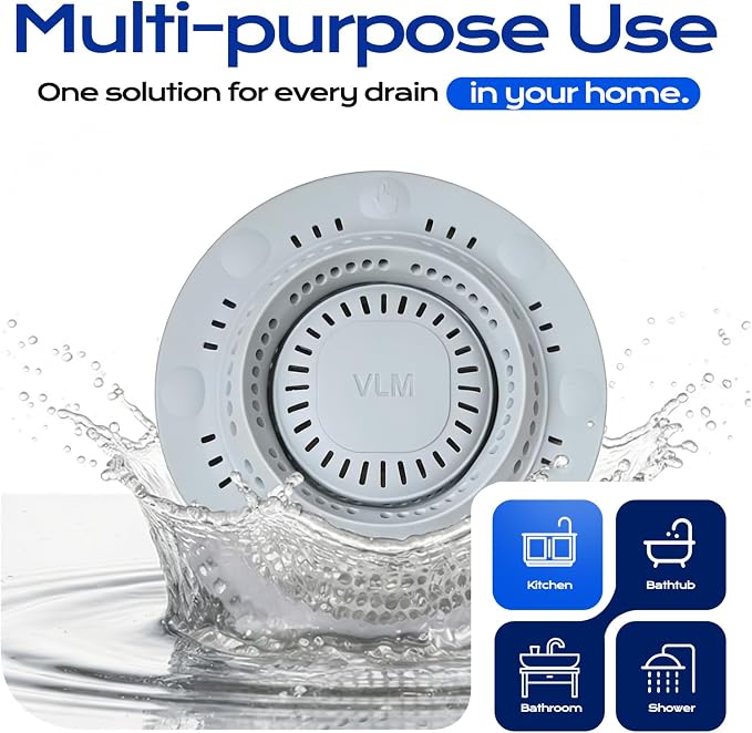 VLM 2 Pack Shower Hair Drain Catcher, Collapsible Silicone Hair Catcher Shower - Image 6