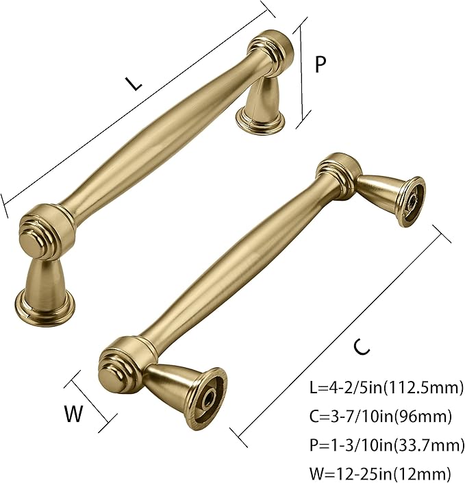 khtumeware 2 Pack 3-3/4 Inch(96mm) Champagne Bronze Cabinet Pulls Champagne Brass Kitchen Cabinet Handles Kitchen Cabinet Hardware for Cupboard Drawer Handles Dresser Pulls