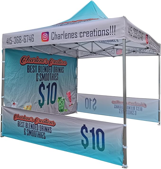 Custom Canopy Tent 10x10 with Logo, Custom Pop up Tent for Trade Show, Personalized Canopy for Advertising Event, Farmer Market, Business Branding