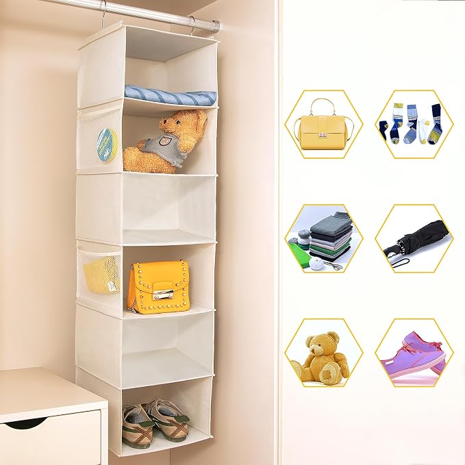 6 Shelves Hanging Closet Organizer, 2 Pack Hanging Storage - Image 4