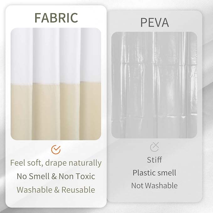 ALYVIA SPRING Waterproof Fabric Shower Curtain or Liner White/Cream - Image 4
