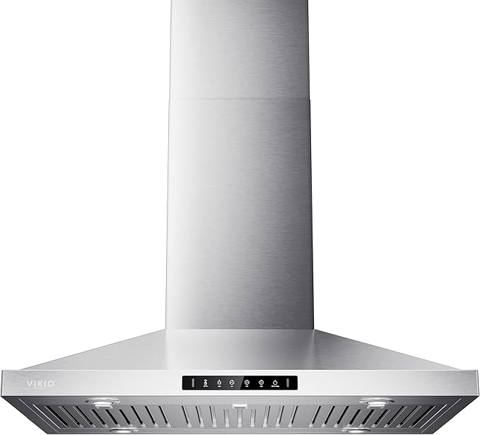Island Range Hood 36 Inch, 390 CFM kitchen Hood with Touch/Gesture, Ceiling Mount, Convertible Ducted/Ductless, 3-Speed Fan, 3 Stainless Steel Baffle Filters