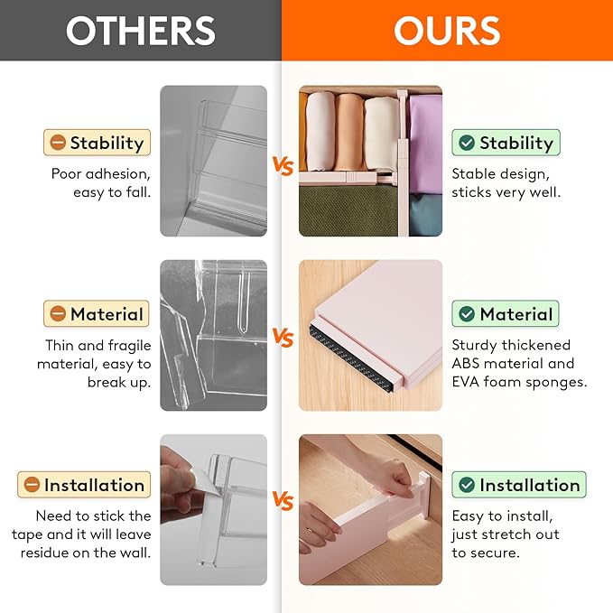 Lifewit 4" High Upgrade Drawer Divider, Adjustable Drawer Organizer Clothes | 5 - Image 4