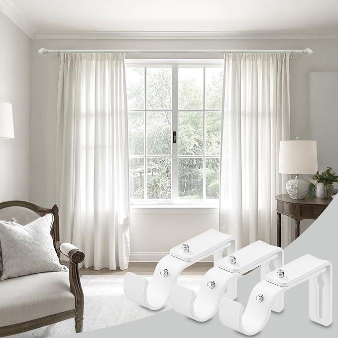 LLPJS Curtain Rod Bracket Adjustable, Drapery Rod Holder Hooks Support Hangers - Image 5