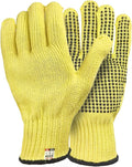 Heat Cut Resistant Gloves,Aramid leather Oven Gloves with Fingers,Heat Resistant Up to 550°F, Thick Knit Grill Mitts (silicone beads, Medium)