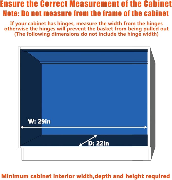 ROOMTEC Pull Out Cabinet Organizer, Cabinet Pull Out Shelves 28½" W x 21½" D, Heavy Duty Cabinet Drawers Slide Out Kitchen Cabinet Organizers Storage Shelf