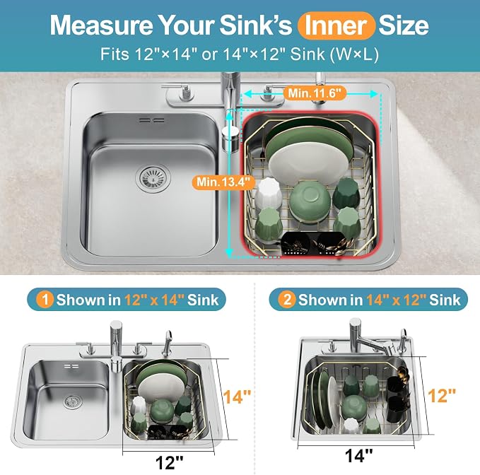 GSlife Small in Sink Dish Drying Rack - Image 3