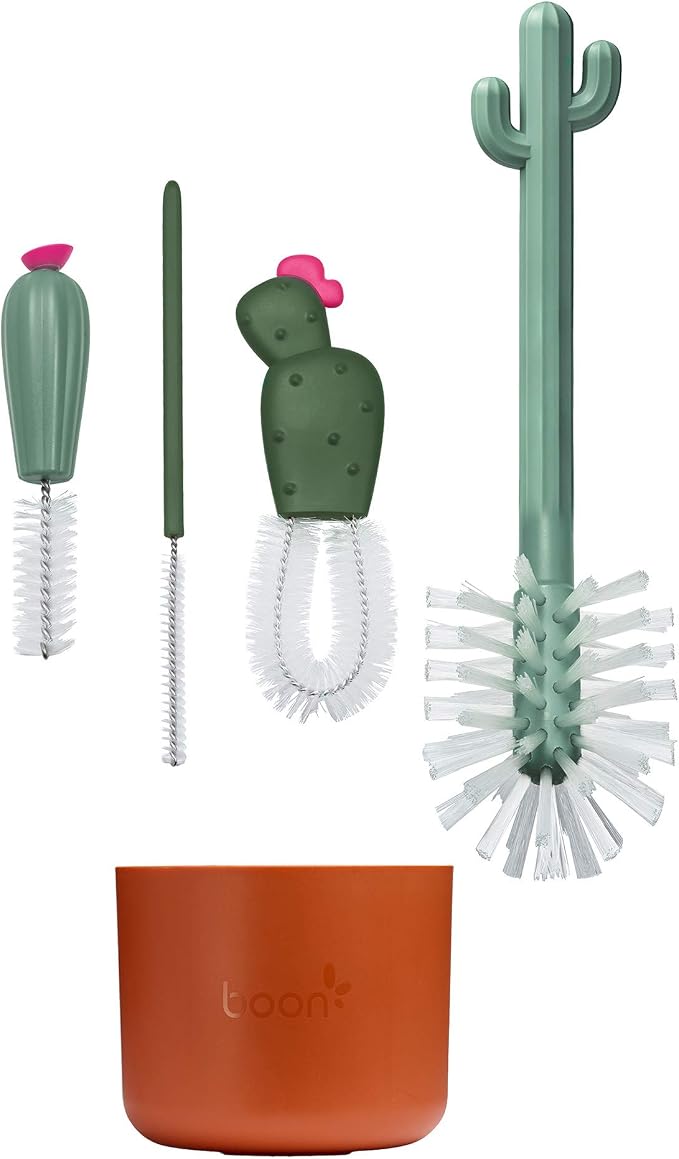 Boon Cacti Bottle Cleaning Brush Set, Terracotta, 4 Piece Set - Image 2