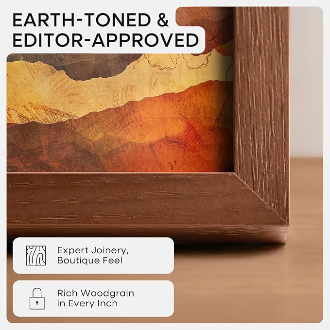 Homeforia 15x21.25 Puzzle Frame Brown, High End Dark Oak 15 x 21.25 Picture Frame Wood without Mat, 21.25x15 Wooden Walnut Poster Frames for Wall, 15 by 21.25 Frame, Tempered Glass, Wall Kit, Set of 1