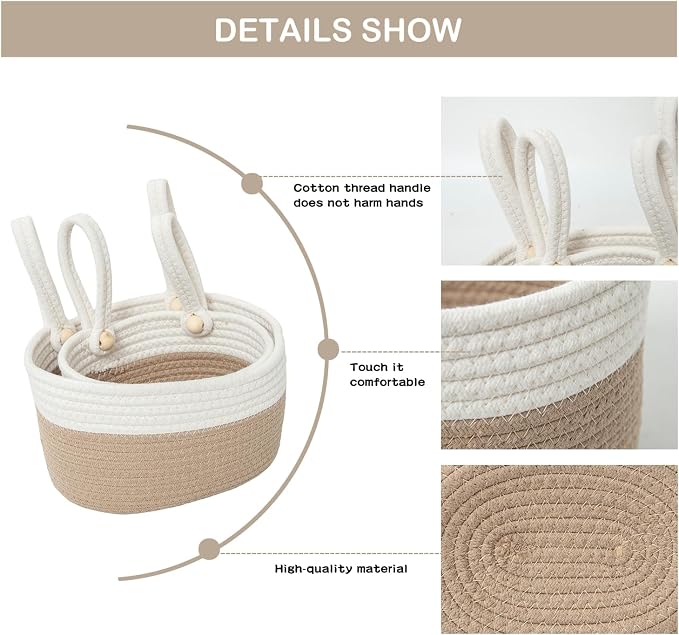 YAHUAN Cotton Hanging Basket for Organizing Hanging Wall Basket - Image 4