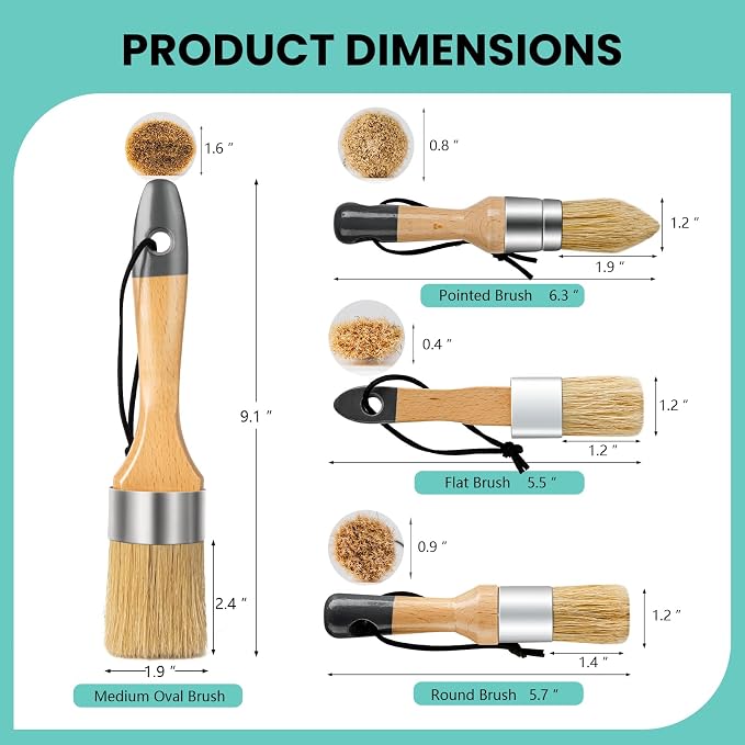 Mister Rui Chalk Wax Paint Brush 4 pcs, Large Wax Brush - Image 3