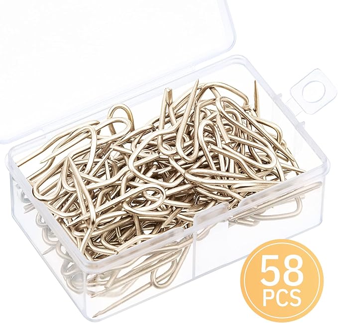 Outus 58 Pack Metal Curtain Hooks Pin On Drapery Hooks 1.2 x 1 Inch - Image 2