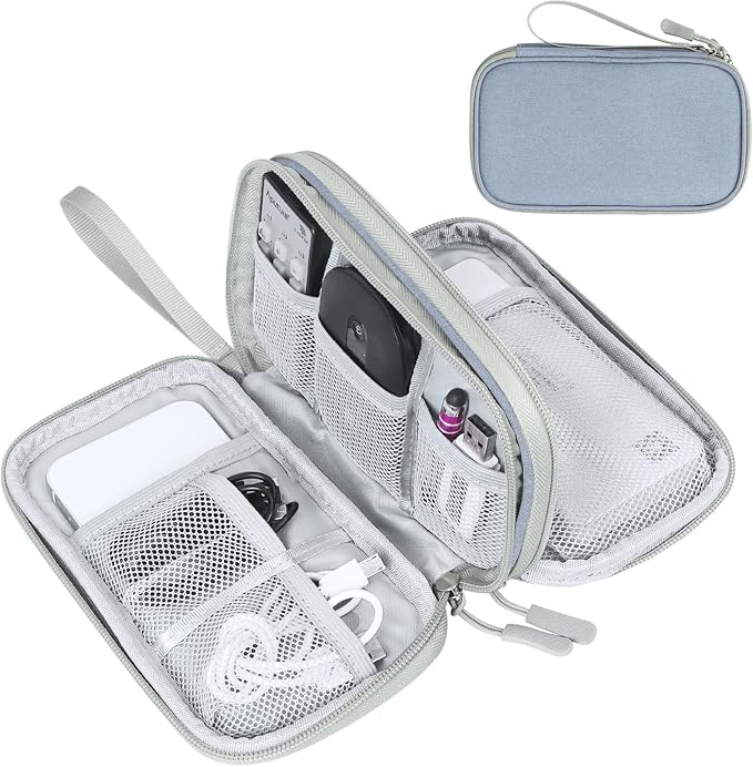 FYY Electronic Organizer, Travel Tech Pouch Bag, Light Grey | Wrist Strap by FYY