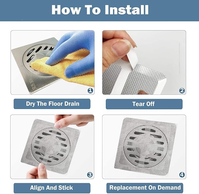 25 Pack Square Disposable Shower Drain Hair Catcher Stickers | Waterproof - Image 6