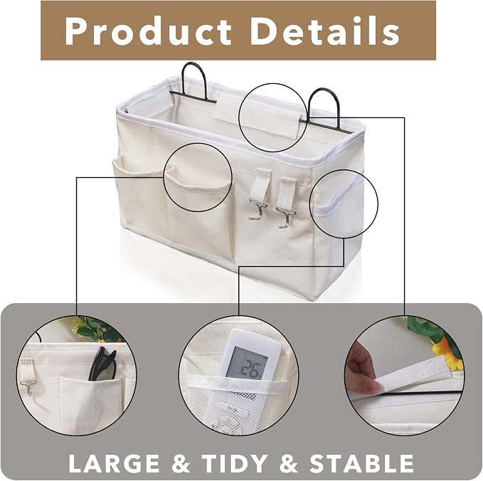Kanrichu 2pcs Large Wall Hanging Organizer Bag, Linen Fabric Door Hanging - Image 5