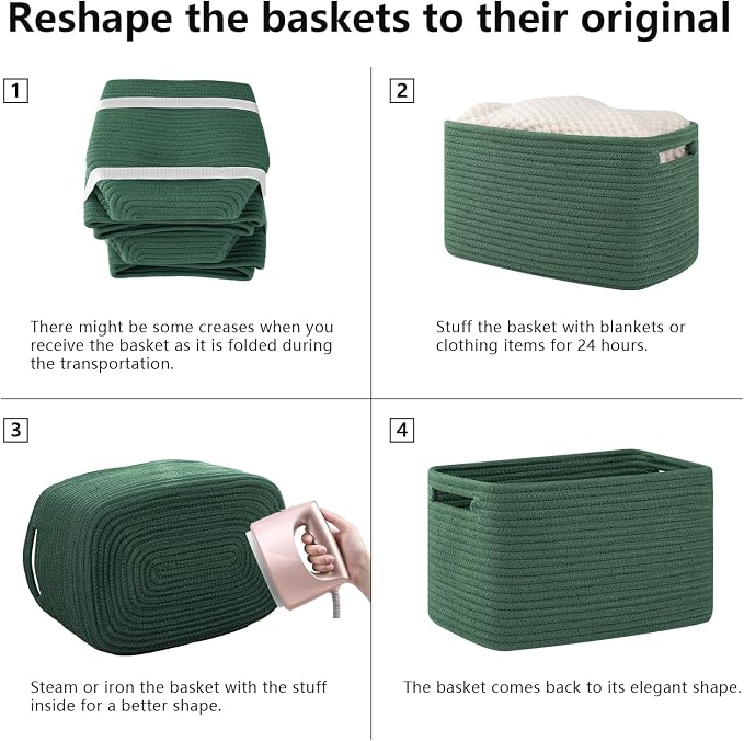 OIAHOMY 4 Pack Storage Baskets for Organizing 15L Cube Storage Bins Green - Image 7