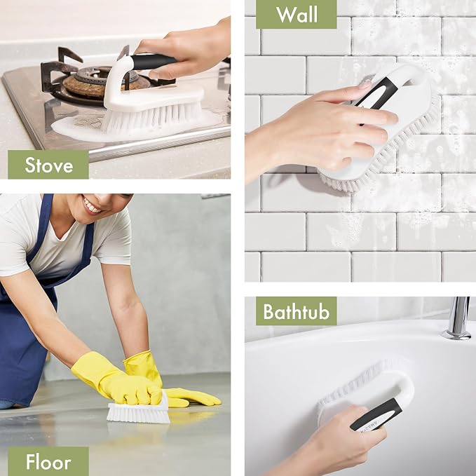 Scrub Brush for Cleaning Comfort Grip Shower Scrubber Stiff Bristles - Image 7