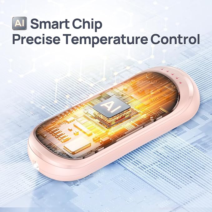 Rechargeable Hand Warmers 2 Pack, 6000mAh Electric Hand Warmer Rechargeable, 2 in 1 Portable Hand Warmers with AI Smart Chips, Outdoor, Hunting, Camping for Family for Christmas