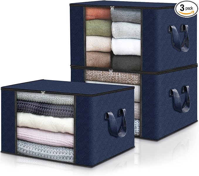 3 Pack Storage Bags for Clothes Blanket Storage Bins by Fabtotes