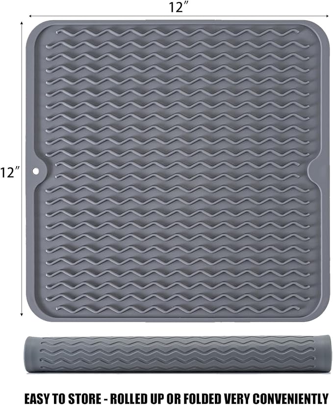Silicone Dish Drying Mat, Non-Slip Easy Clean Sink Mat, Large Heat-resistant - Image 2