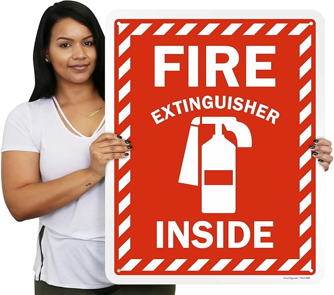 SmartSign 30 x 24 inch “Fire Extinguisher Inside” Metal Sign with Pre-cleared Holes, 80 mil Laminated Rustproof Aluminum, Red and white, Made in USA