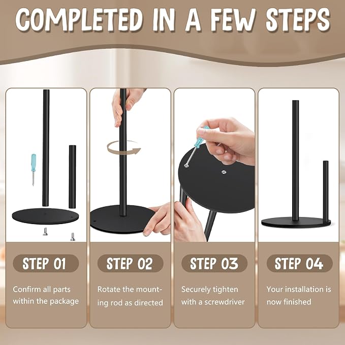 Black Paper Towel Holder, Countertop Paper Towel Holder - Image 7