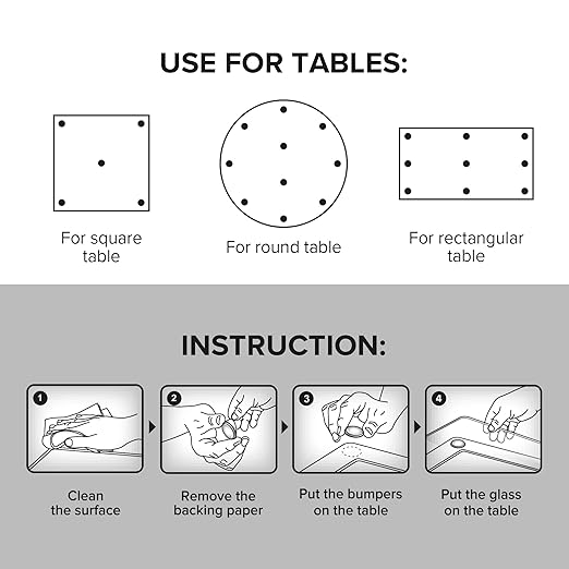 X-Protector Glass Table Top Bumpers - 20 PCS 1.2"- Self-Adhesive Glass Table Top Anti Slip Pads - Clear Rubber Glass Table Top Grippers - Glass Table Protector to Keep Glass Table Top from Sliding!