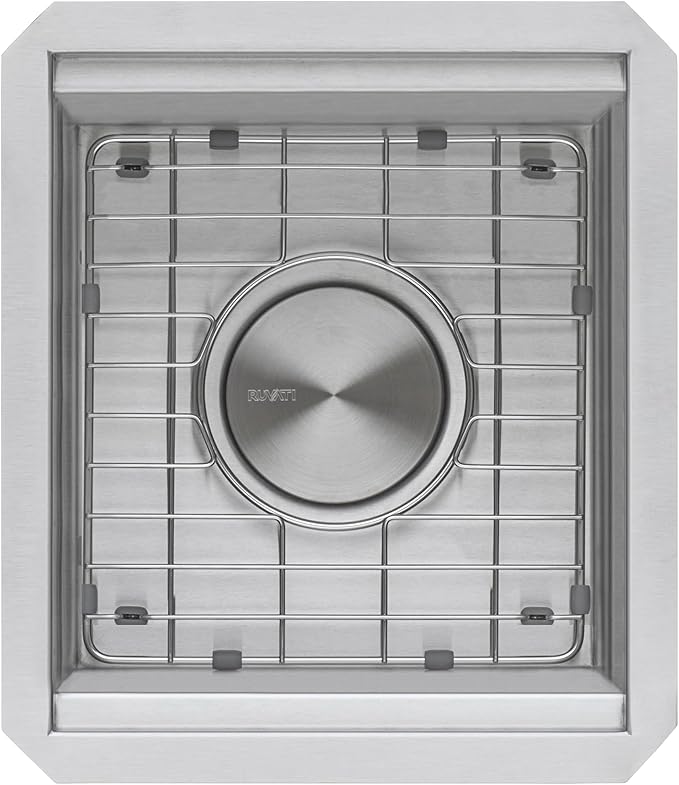 Ruvati 13 inch Workstation Bar Prep Sink with Cover - Undermount 16 Gauge Stainless Steel Kitchen Sink Single Bowl with Brushed Finish hides scratches, Easy-to-Clean- RVH8316